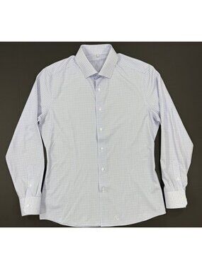 State Liberty Mens Dress Shirt Size Large Long Sleeve Stretch Purple Plaid